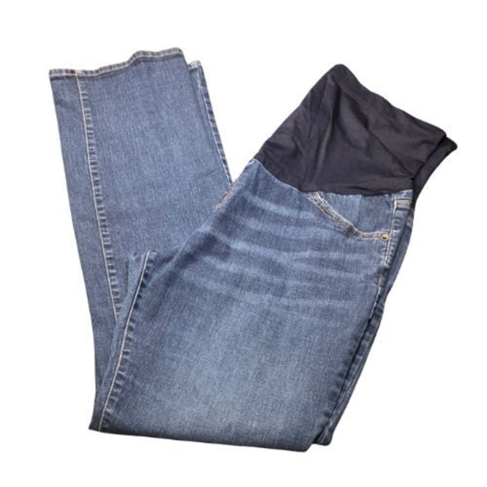 Liz Lange Maternity Size 16 Bootcut Jeans Medium Wash Full Panel Blue Denim